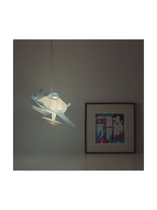 Owl Paperlamps Single-Light Kids Ceiling Light Paper with E27 Socket Blue 45x39cm