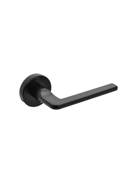 Convex Front Door Lever With Rosette 2325 Pair With Mouthpiece Matte Black