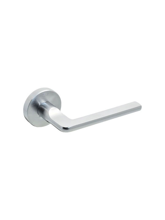 Convex Front Door Lever With Rosette 2325 Pair With A Mouthpiece Matt Chrome