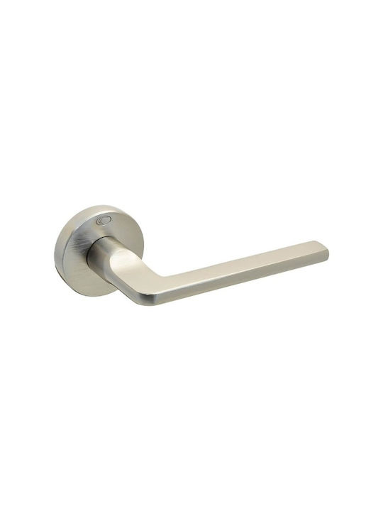 Convex Front Door Lever with Rosette 2325 Pair with Mouthpiece Matt Nickel