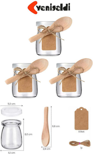 SteweHome Set of 3 General Use Glass White Jars with Cork 100ml