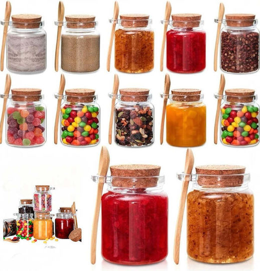 SteweHome Set of 2 General Use Glass White Jars with Cork 250ml