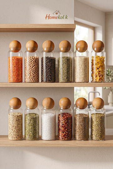 SteweHome Set of 12 General Use Glass Brown Jars with Cork 1300ml