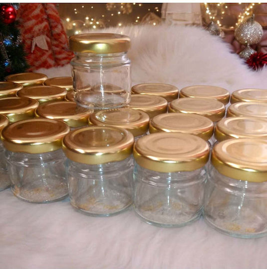 SteweHome Set of 25 General Use Glass Jars with Orange Lid 4.3x4.3cm
