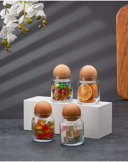 SteweHome Set of 4 Sugar Jars with Lid and Stand Glass Purple 250ml