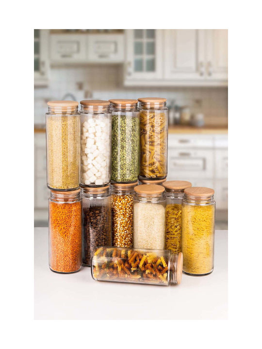 SteweHome Set of 12 General Use Glass Brown Jars with Lid 1500ml