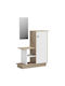 Mobilier Hol Cu Oglindă și Suport Pentru Pantofi Alb 80x30x90εκ.