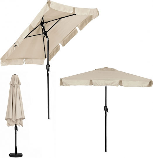 Quadratischer Aluminium-Garten- und Terrassen-Sonnenschirm Beige 2x1.3m