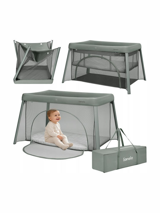 Lionelo Baby Cradle with Mattress Side Opening and Wheels Green