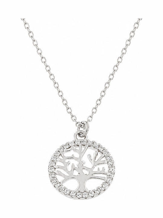 Ios Tree Necklace Made of Silver with Zircon