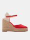 Sommer Damenplattformen im Stil Espadrilles Rote