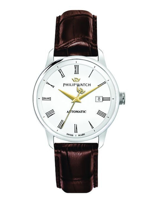 Philip Watch Men's Watch 40mm Battery with Brown Leather Strap