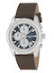 3Guys Men's Watch 46mm Chronograph Battery with Brown Leather Strap