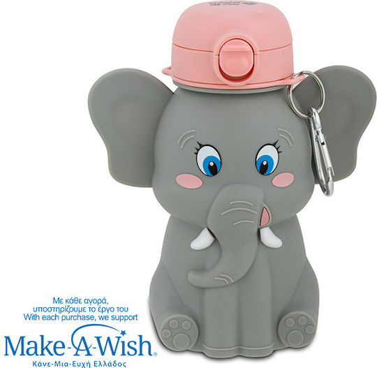Nava Kids Silicone Water Bottle with Straw Non Spill Grey 500ml