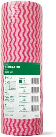 Mercator Clean Fala Roz 25 bucăți Șervețele Profesionale Vâscoză Poliester Roz