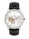 Men's Watch 42mm Battery with Black Leather Strap