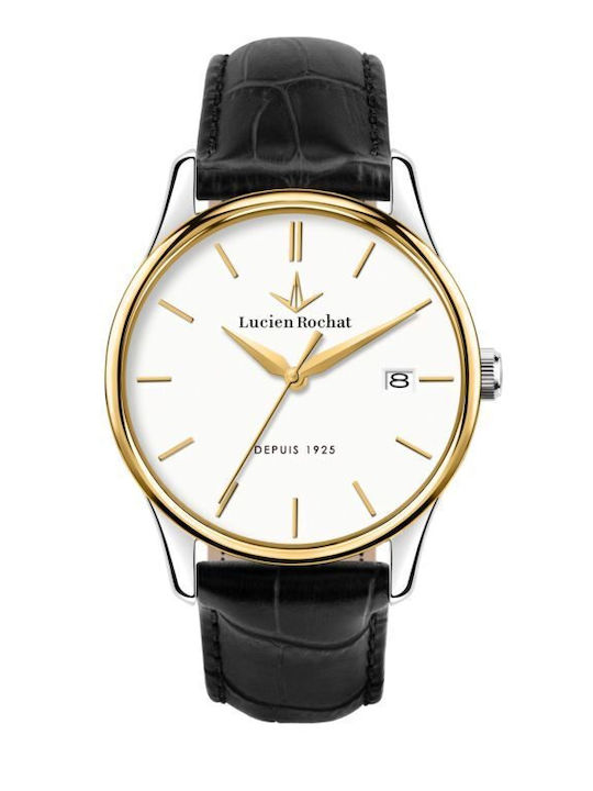 Men's Watch 39mm Battery with Black Leather Strap