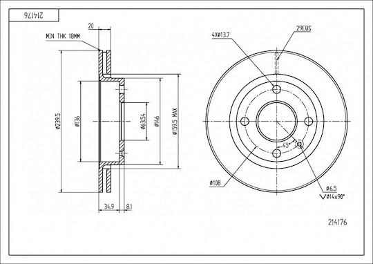 Disc Frână Partea Din Față Însoțitor 1.1-1.3 90 Abs 1018277
