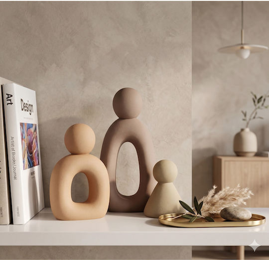 Stewehome Set of 3 Pieces of Modern Abstract Family Figures Decorative Stone Powder Multicolour 8x6 Cm