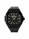 Off White Herrenuhr Batterie mit Schwarz Gummi Armband