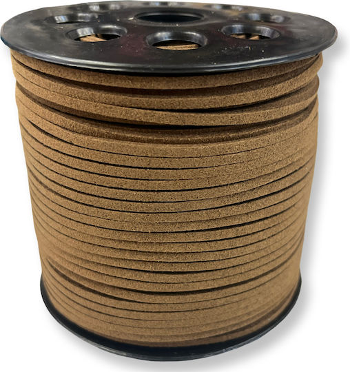 Suede Laces 3mm Light Brown Roll 100 Meters