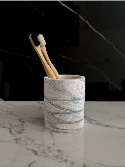 SteweHome Decorative Cylindrical Desk Pencil Holder Concrete Handmade Small Object Grey 7x10x10 Cm