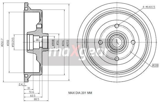 Τύμπανο Φρένου Volkswagen Πίσω 1986-1991 200x51.5 100164500
