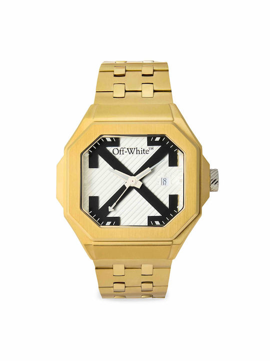 Off White Herrenuhr Batterie mit Metall-Armband