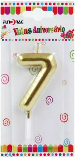 Birthday Candle Cake Number 7 Metallic Gold
