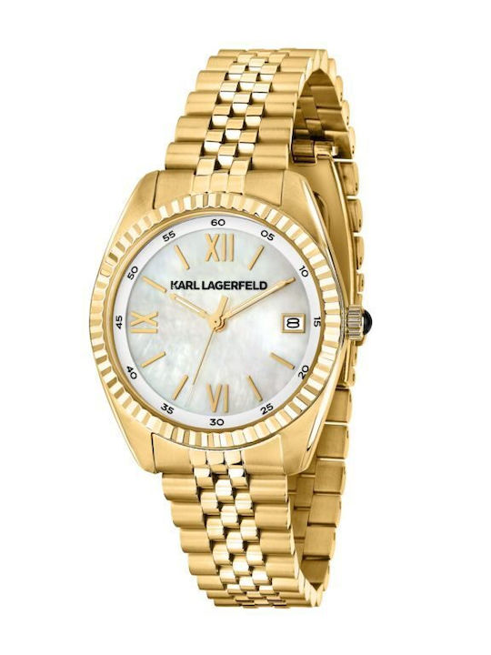 Karl Lagerfeld Womens Watch 32mm Battery with Gold Metal Bracelet