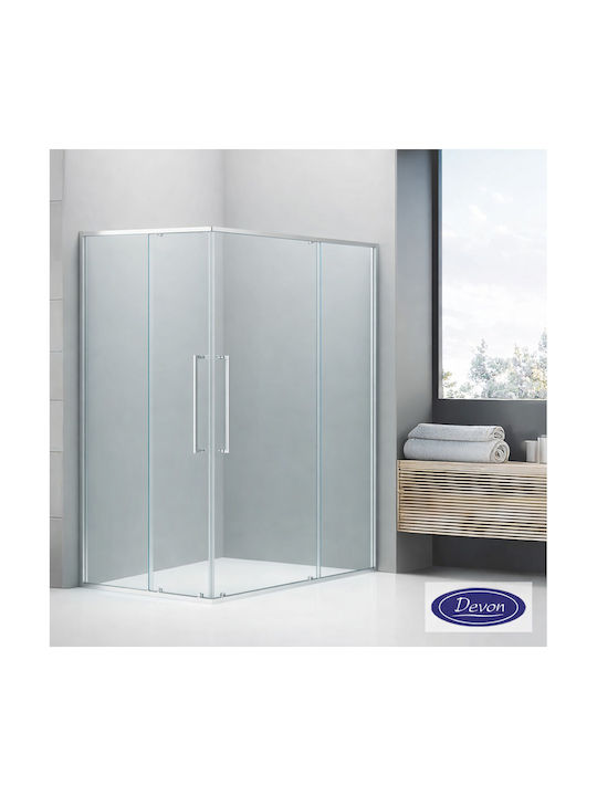Devon Elli Corner Entry Cabină de Duș cu Ușă Glisantă 110x80x200cm Chrome