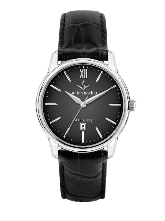 Men's Watch 40mm Battery with Black Leather Strap