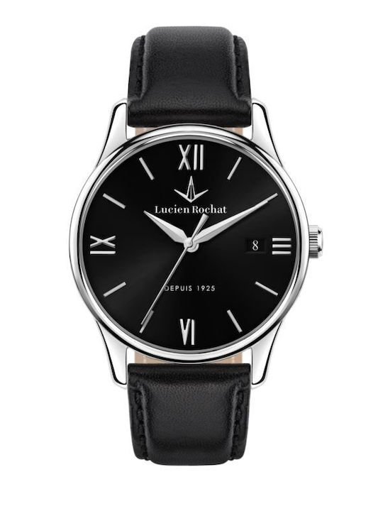 Men's Watch 39mm Battery with Black Leather Strap