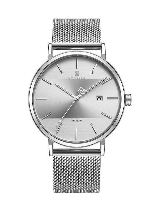 Naviforce Мъжки часовник 50mm На батерия със Сребриста Метална гривна