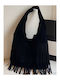 Women's Suede Shoulder Bag with Black Fringes
