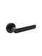 Convex Front Door Lever With Rosette 1905 Pair With Mouthpiece Matt Black