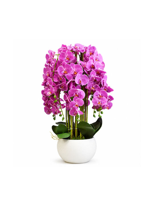 Orhidee Artificială Decorativă 90cm Alb Ghiveci 87556-1