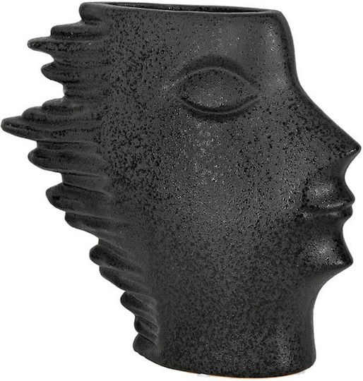 Fylliana Vază Ceramică Neagră 31x6x27cm