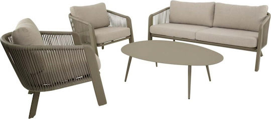 Garten- und Outdoor-Möbelsets Typsatz Wohnzimmer 4 Stück Taupe mit Kissen