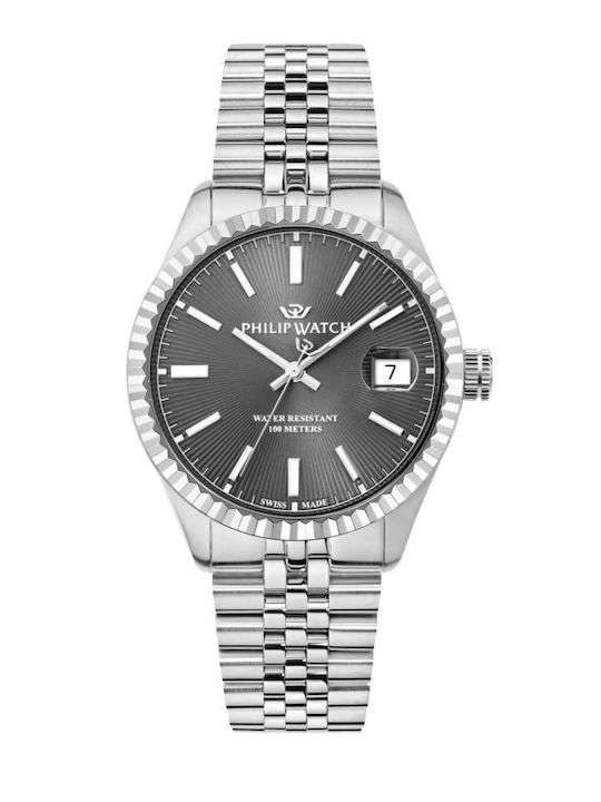 Philip Watch Caribe Ceas Bărbați 39mm Baterie Cu Brățară Argintie Din Oțel Inoxidabil
