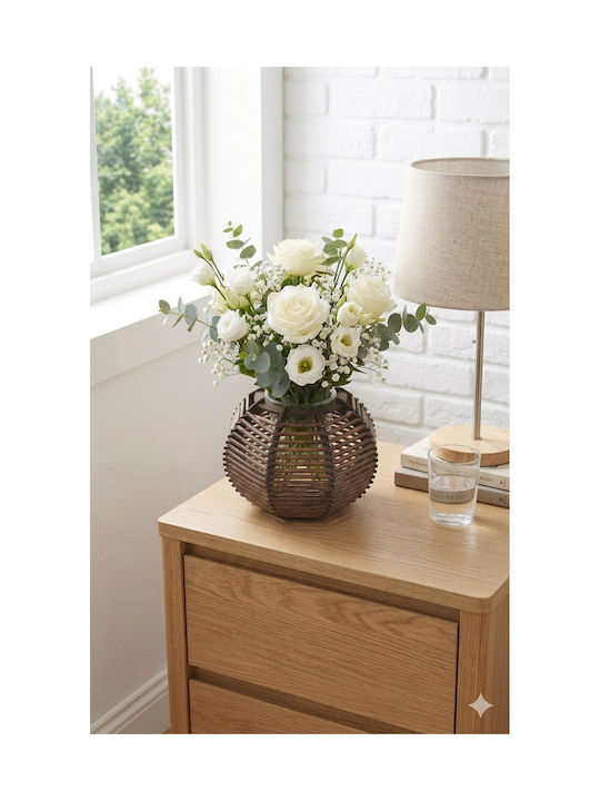 SteweHome Decorative Brown Wooden Vase 10xH11cm