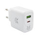 Blue Eagle Зарядно устройство Без Кабел с USB-A Порт и USB-C Порт 20W Бял (BE-AD20W-05)