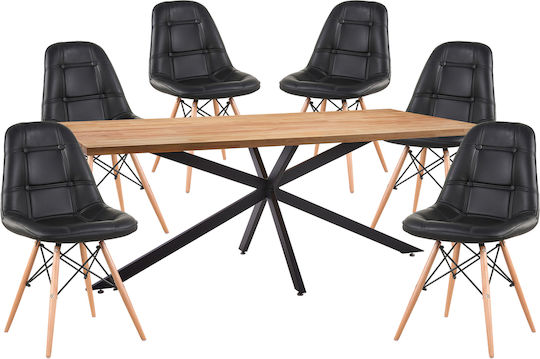 Set de sufragerie cu 6 scaune 180x80cm