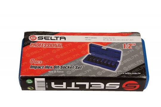 Set Of Impact Hex Bit Sockets 1/2 8 Pieces H5-H19 Se9087