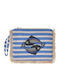 Fabric Bag "Fish" Blue White Beads 25x20x2