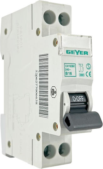 Geyer Αυτόματη Ασφάλεια Ουδέτερο 1p B+n 1μ 16a 3ka