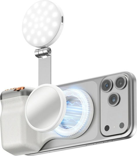 4smarts Magnetischer Smartphone-Halter Fotografischer Griff Fülllicht Kabellose Steuerung Weiß 541802