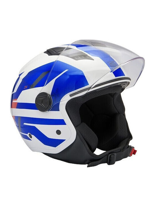 Zen ZN-755 Weiß / Blau Motorradhelm Jet ECE 22.06