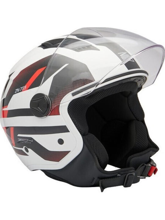 Zen ZN-755 Weiß / Schwarz Motorradhelm Jet ECE ...