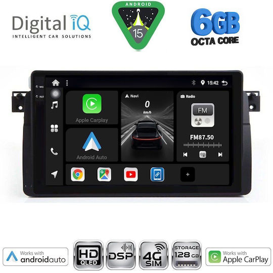 Digital IQ Car Audio System for BMW E46 1998-2005 Bluetooth USB WiFi GPS Apple CarPlay Android Auto with 9" Touch Screen